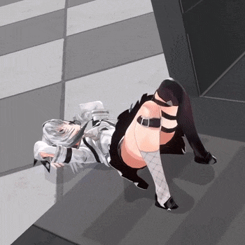 a cartoon character is laying on the ground with her legs crossed