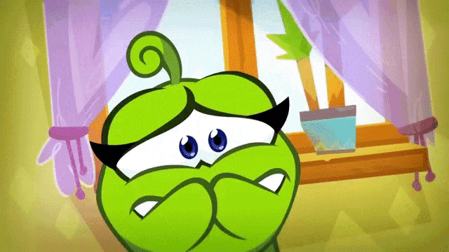 a cartoon character with a sad look on her face