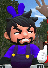 a cartoon character with a beard and bunny ears is giving a thumbs up sign