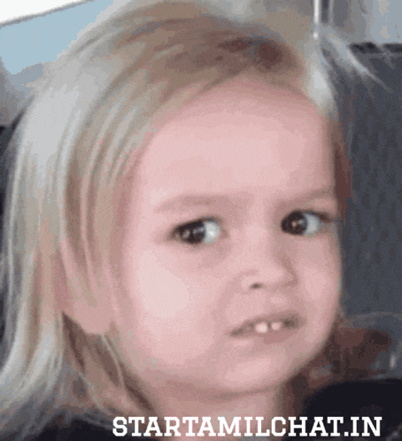 a little girl making a funny face with the words starttamilchat.in on the bottom