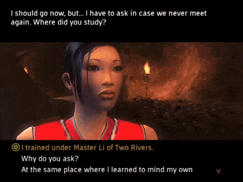 a man in a video game says he must have been a genius and you fight like no one i 've seen before