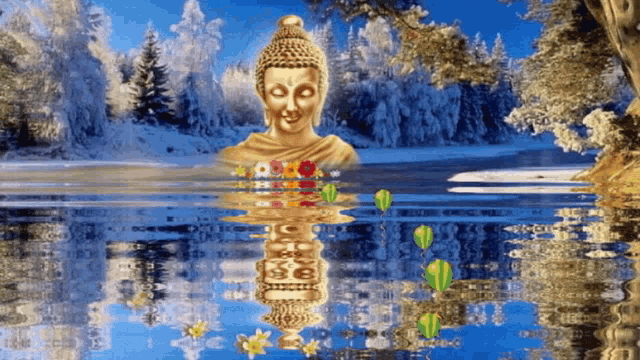 Lord Buddha Reflection GIF - Lord Buddha Reflection Water GIFs