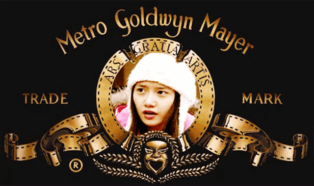 a metro goldwyn mayer logo with a picture of a girl