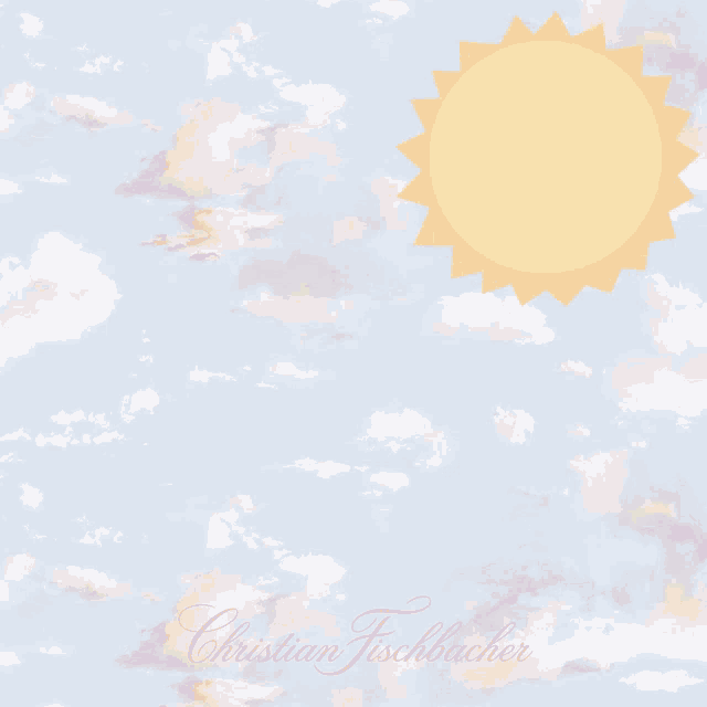 a poster that says good morning with a sun and clouds