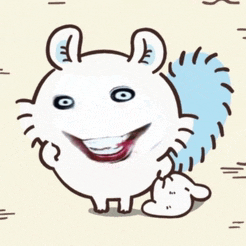 a cartoon drawing of a squirrel with a big smile on his face