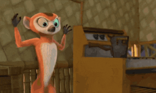 a cartoon monkey is sitting on the back of a bear