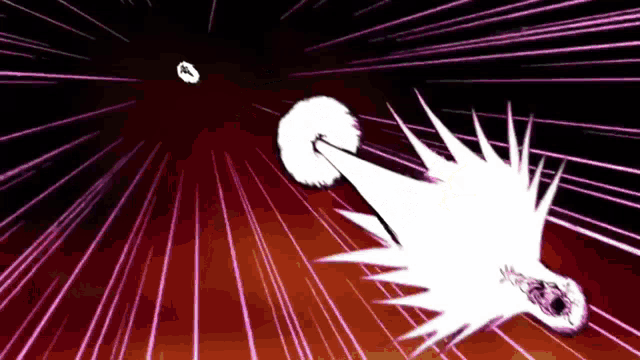 a cartoon character is flying through the air with a purple light behind him .
