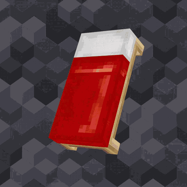 a wooden box with a red and white stripe on it
