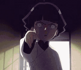 a cartoon character is pointing at the camera with a surprised look on his face
