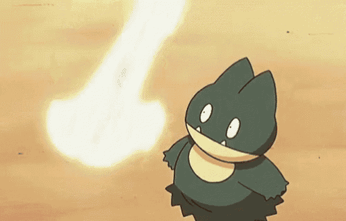 a cartoon pokemon is standing in front of a white flame .