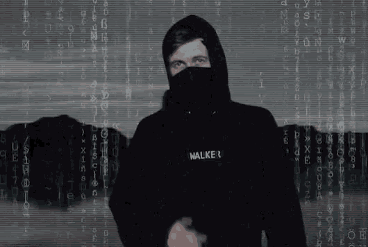 a man wearing a black hoodie that says walker