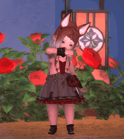 a girl with a fox ears and a heart in front of her face