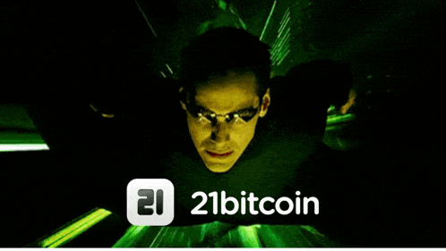 a picture of a man with a 21bitcoin logo in the corner