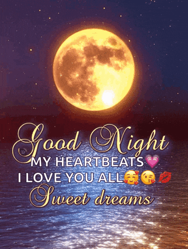 a good night message with a full moon in the background