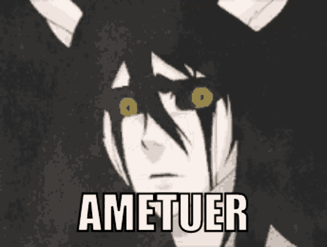 a black and white drawing of a demon with the word ametuer written below it