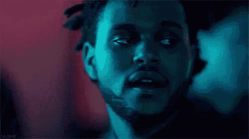 a close up of a man 's face with a beard and dreadlocks in a dark room .