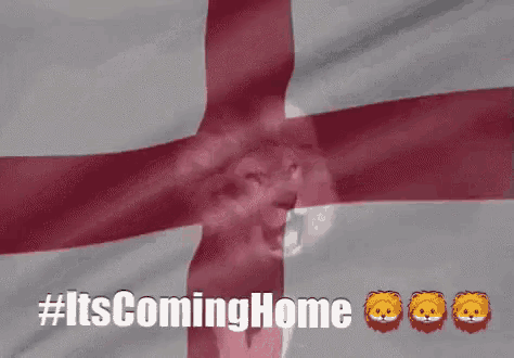 a british flag with a lion on it and the words " its coming home " below it