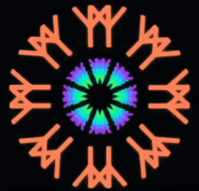 a colorful snowflake with a black background is a kaleidoscope