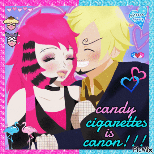 a picture of a man and a girl with candy cigarettes is canon