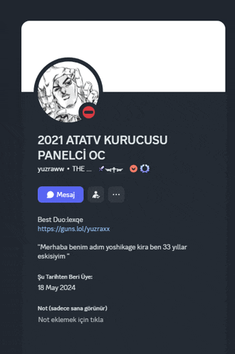 a screenshot of a person 's profile that says ' 2021 atatv kurucusu panelci oc '