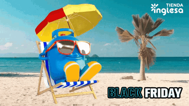 an advertisement for black friday shows a person sitting on a beach