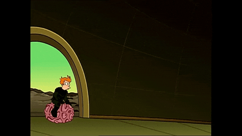 a cartoon character is sitting on top of a large brain