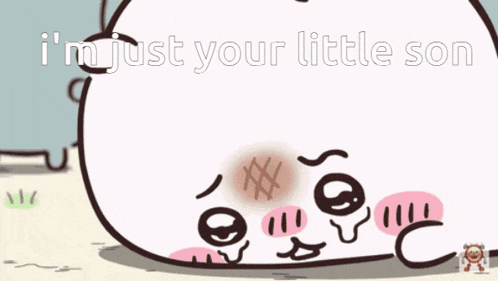 a cartoon character says i 'm just your little son and has a bruise on his face