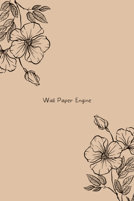 a drawing of flowers on a beige background with the words wall paper engine below it