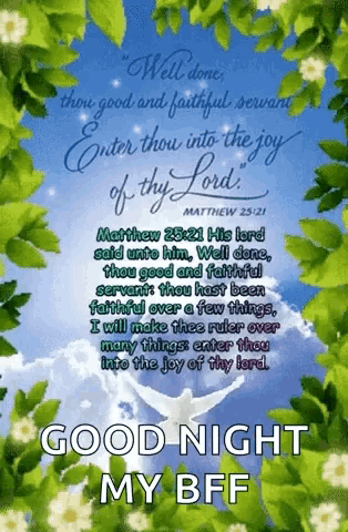 a good night message with a bible verse on it