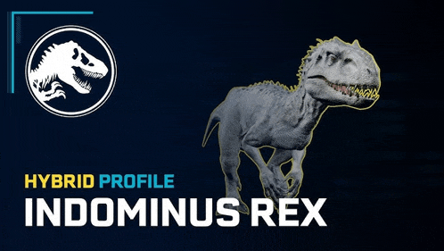a hybrid profile of indominus rex is displayed on a dark background