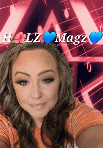 a woman is taking a selfie with the words holz magz written above her