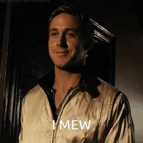 a man in a jacket says i mew