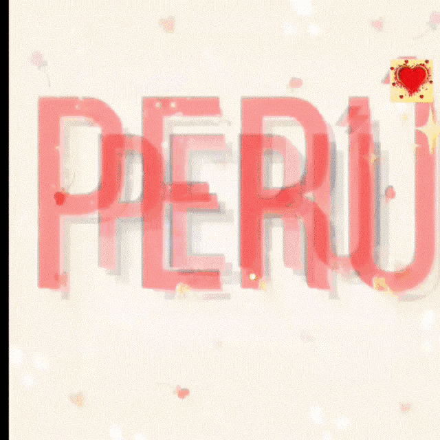 the word peru is displayed in red letters on a white background