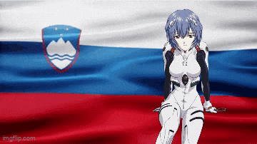a girl in a white suit is sitting in front of a flag