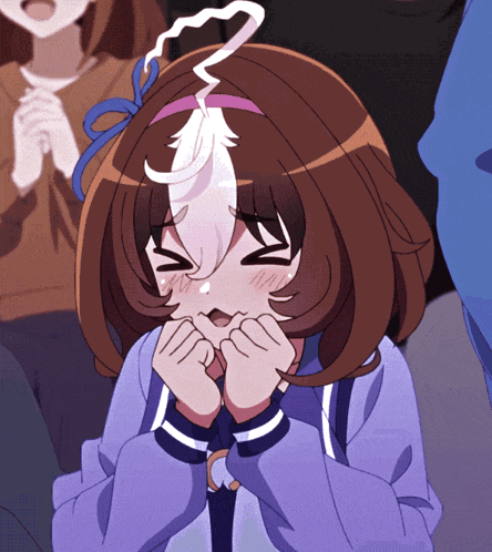 a girl with brown hair and a white feather on her head