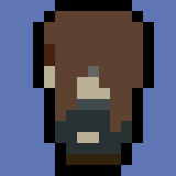 a pixel art drawing of a man with brown hair