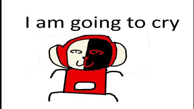 a drawing of a monkey with the words " i am going to cry " above it