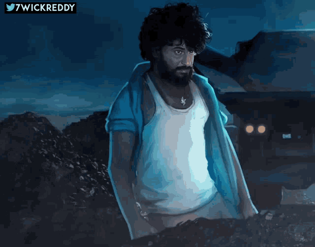 a drawing of a man with a beard and the name 7wickreddy at the top