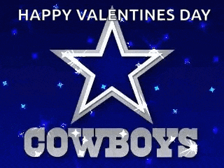 a cowboys logo on a blue background with the words `` happy valentines day cowboys '' .