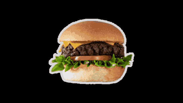 a sticker of a hamburger with lettuce and tomato