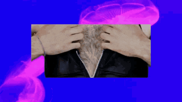 a picture of a man 's stomach with a zipper and a jellyfish in the background