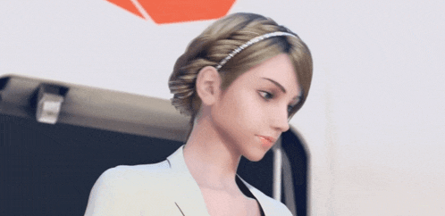 a computer generated image of a woman with a headband