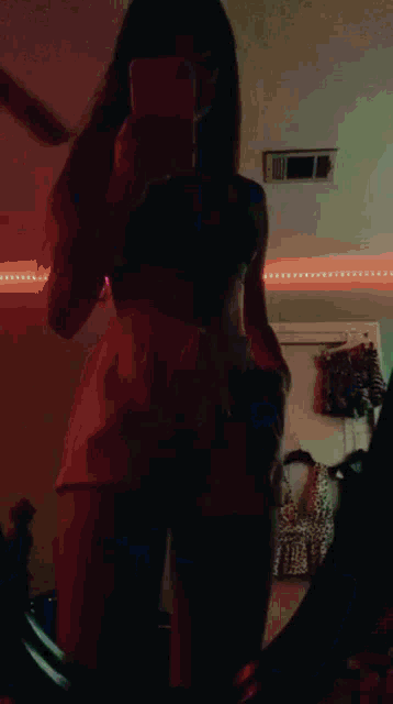 a woman is taking a picture of herself in a mirror