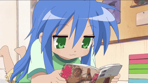 Konata Reading GIF - Konata Reading Manga GIFs