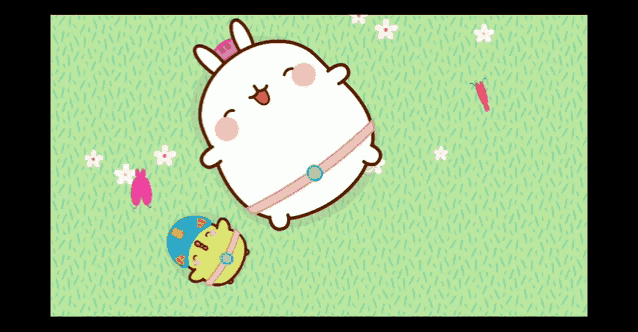 a cartoon illustration of a bunny and a chick