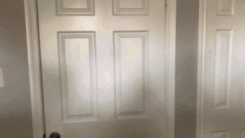 a white door is open in a room