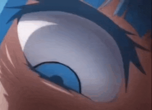a close up of a person 's eye with blue eyes and a blue background .