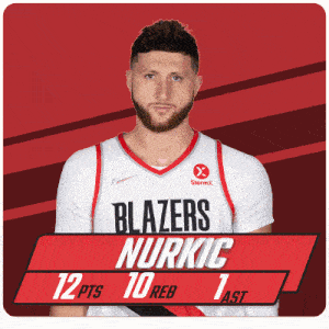 a picture of a blazers player nurkic with a red background
