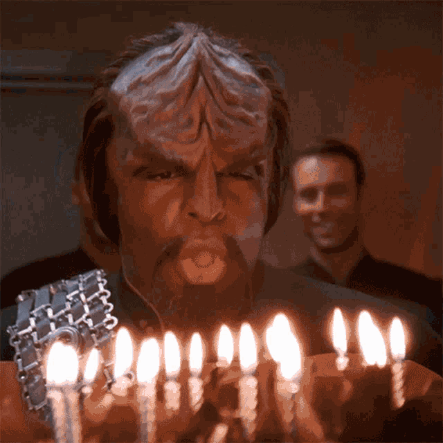 Blowing Candles Worf GIF - Blowing Candles Worf Star Trek GIFs