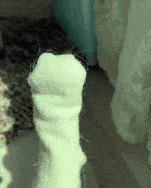 a close up of a white sock with a few hairs on it